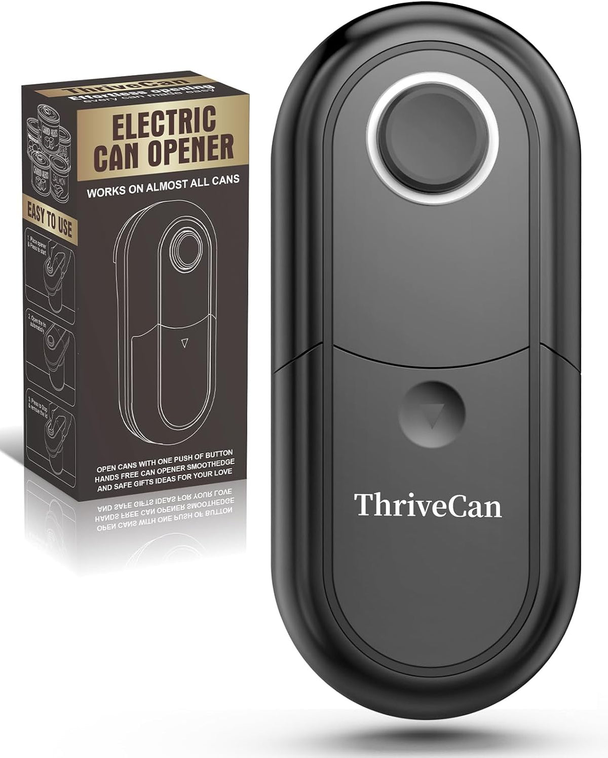 Electric Can Opener, One Touch, Smooth Edge Side Cut, Black