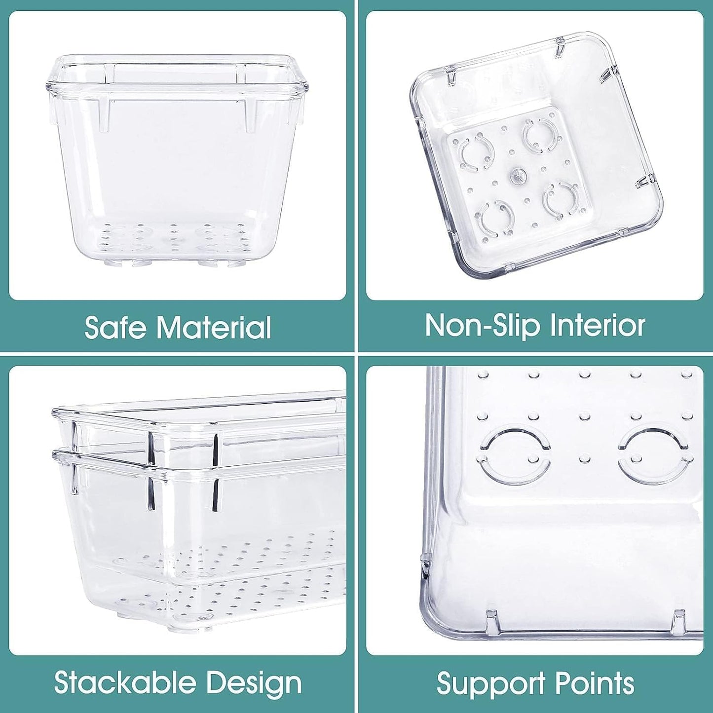 25 PCS Clear Plastic Drawer Organizer, Makeup Organizers and Storage Bins