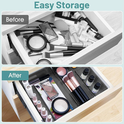 25 PCS Clear Plastic Drawer Organizer, Makeup Organizers and Storage Bins