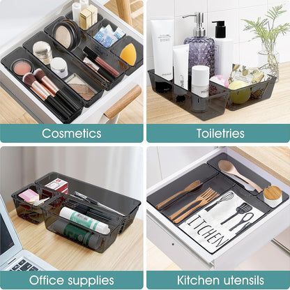 25 PCS Clear Plastic Drawer Organizer, Makeup Organizers and Storage Bins