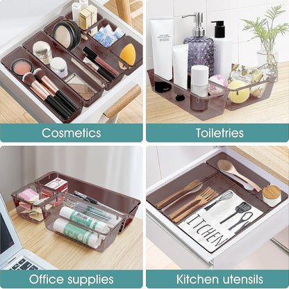25 PCS Clear Plastic Drawer Organizer, Makeup Organizers and Storage Bins