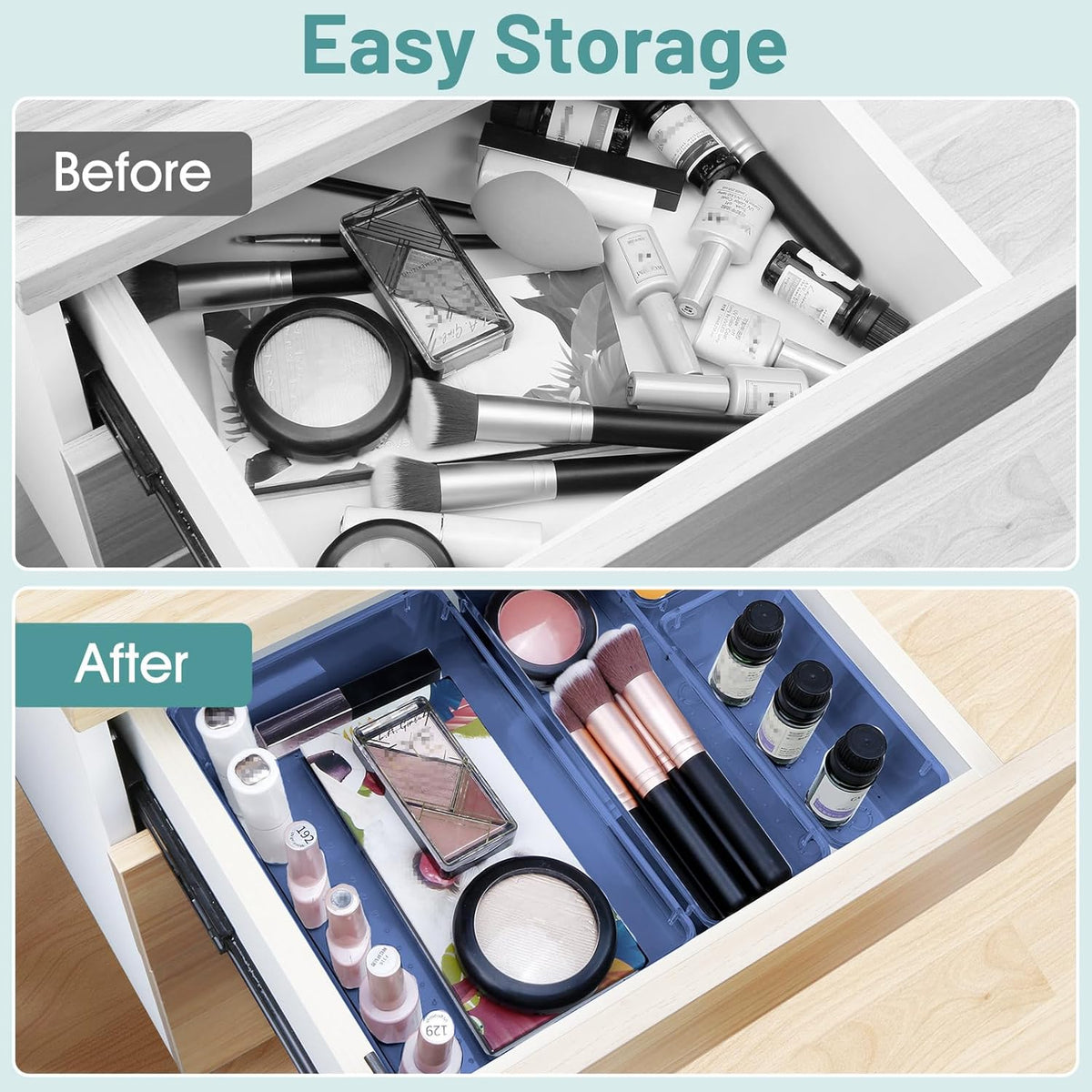 25 PCS Clear Plastic Drawer Organizer, Makeup Organizers and Storage Bins