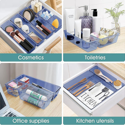 25 PCS Clear Plastic Drawer Organizer, Makeup Organizers and Storage Bins