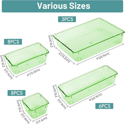 25 PCS Clear Plastic Drawer Organizer, Makeup Organizers and Storage Bins