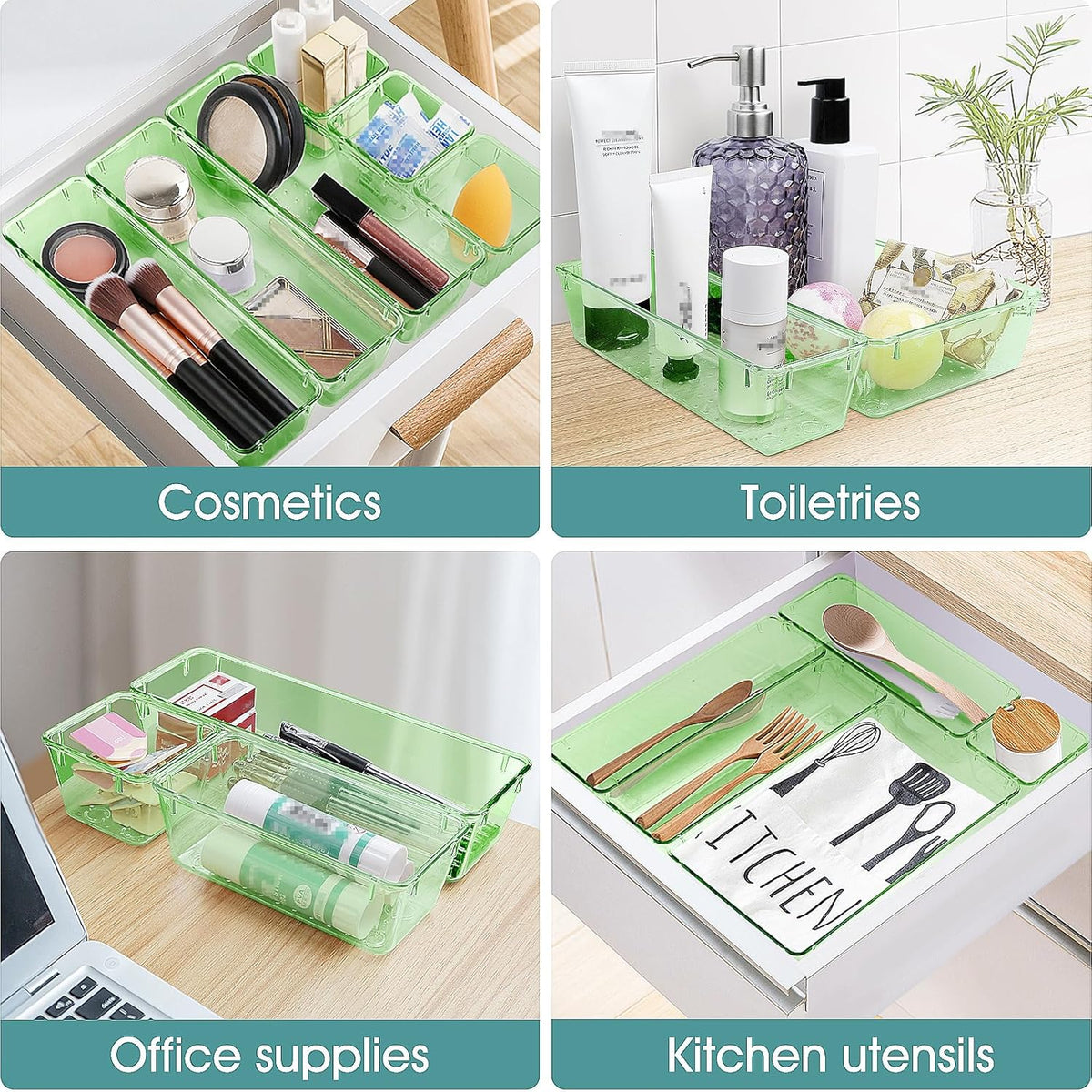 25 PCS Clear Plastic Drawer Organizer, Makeup Organizers and Storage Bins