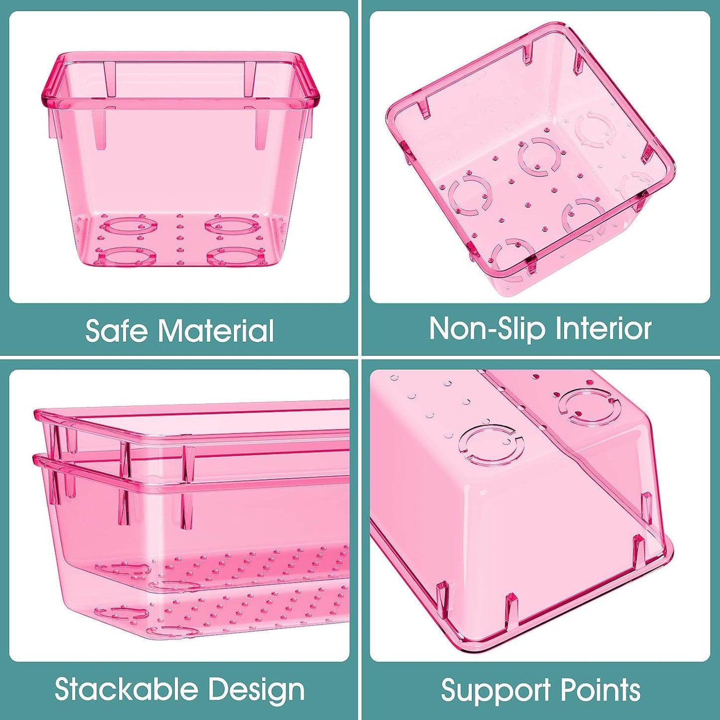25 PCS Clear Plastic Drawer Organizer, Makeup Organizers and Storage Bins