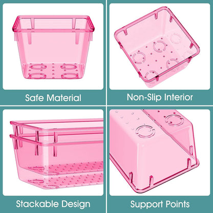 25 PCS Clear Plastic Drawer Organizer, Makeup Organizers and Storage Bins