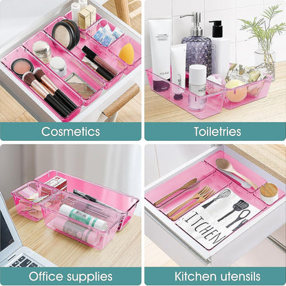 25 PCS Clear Plastic Drawer Organizer, Makeup Organizers and Storage Bins