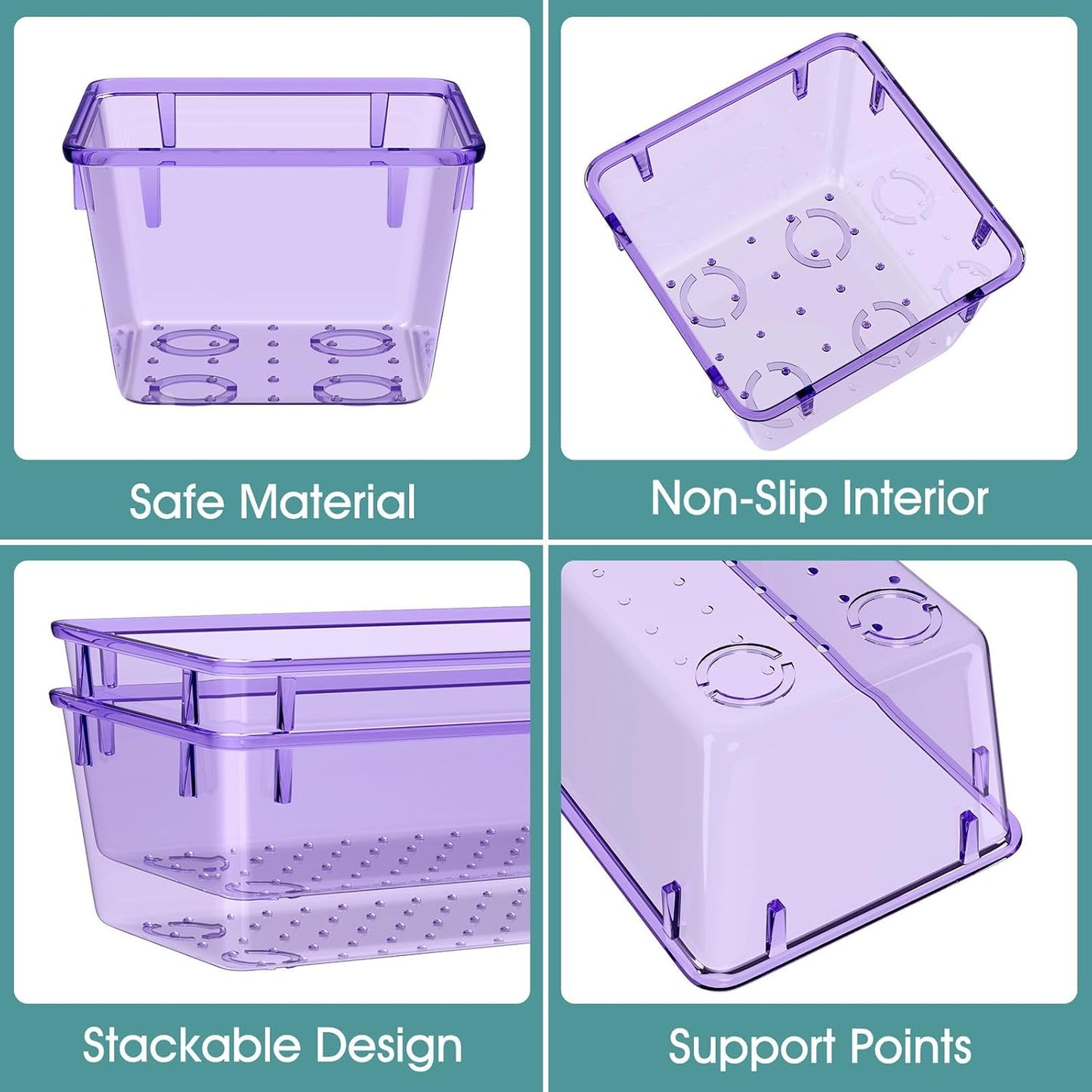 25 PCS Clear Plastic Drawer Organizer, Makeup Organizers and Storage Bins