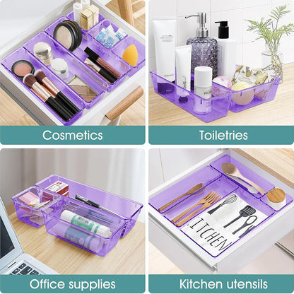 25 PCS Clear Plastic Drawer Organizer, Makeup Organizers and Storage Bins