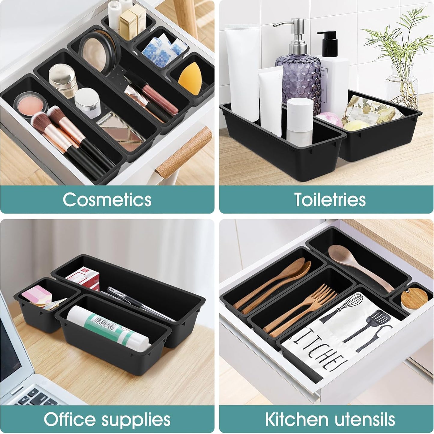 25 PCS Clear Plastic Drawer Organizer, Makeup Organizers and Storage Bins