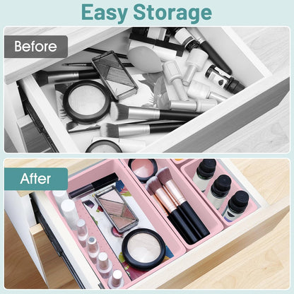 25 PCS Clear Plastic Drawer Organizer, Makeup Organizers and Storage Bins