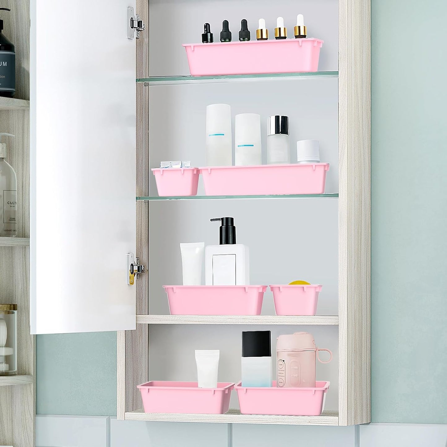 25 PCS Clear Plastic Drawer Organizer, Makeup Organizers and Storage Bins
