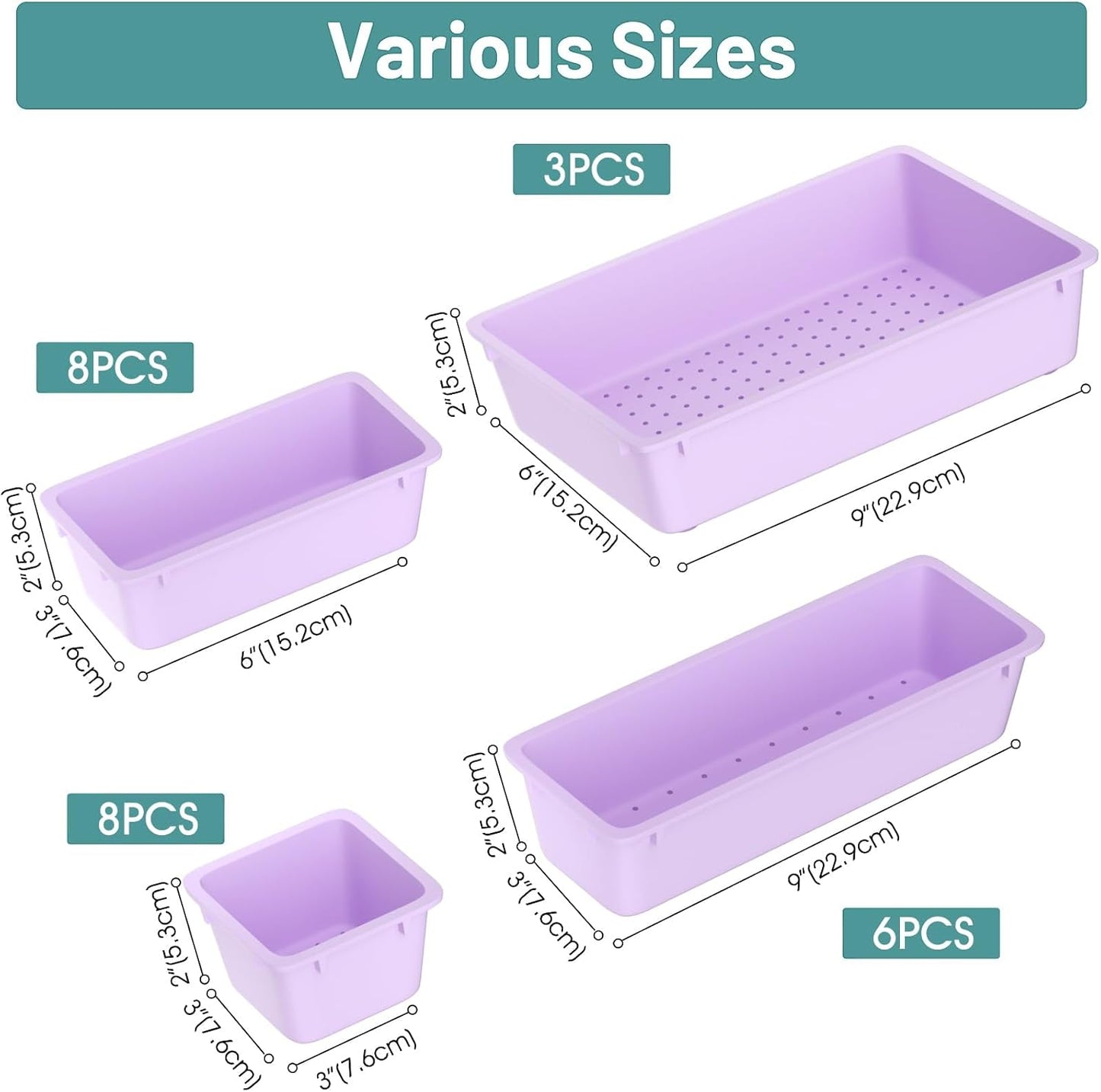 25 PCS Clear Plastic Drawer Organizer, Makeup Organizers and Storage Bins