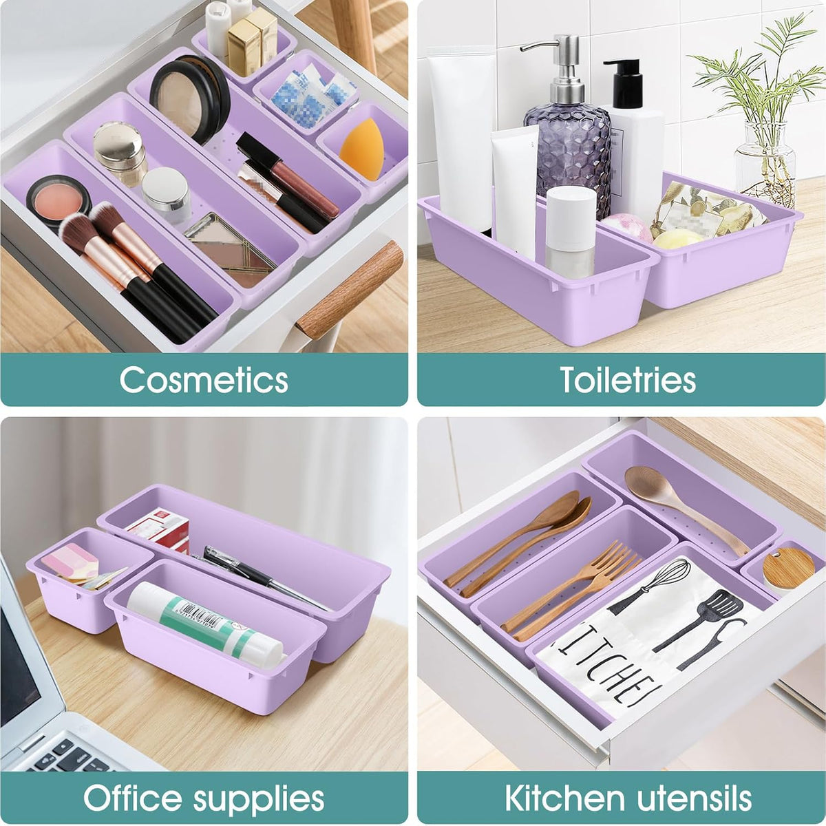 25 PCS Clear Plastic Drawer Organizer, Makeup Organizers and Storage Bins