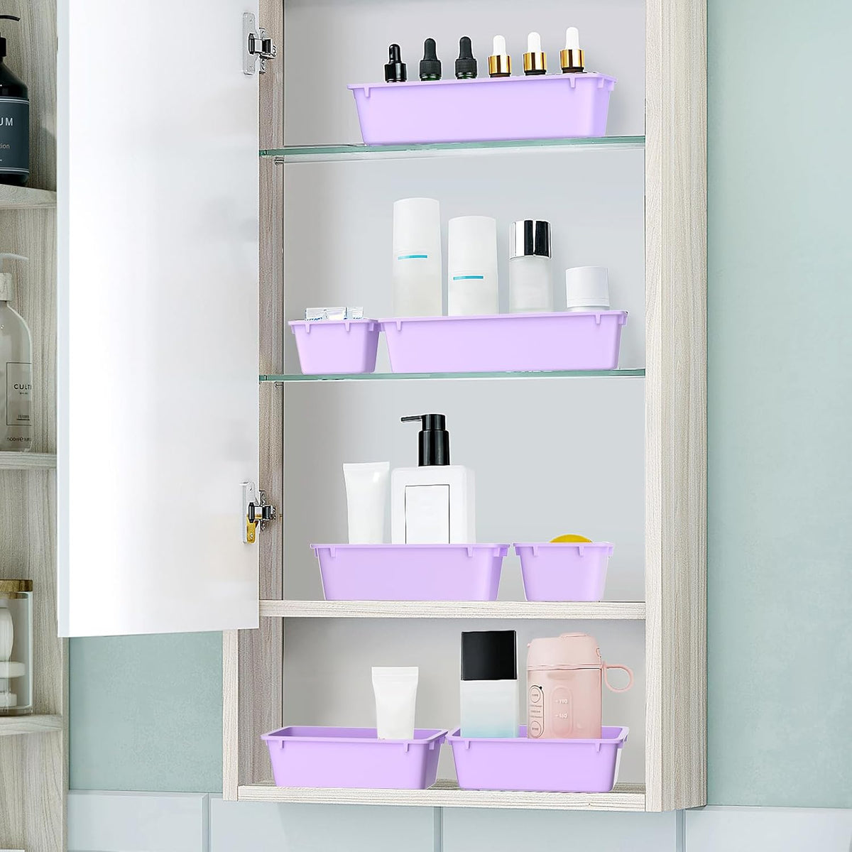 25 PCS Clear Plastic Drawer Organizer, Makeup Organizers and Storage Bins