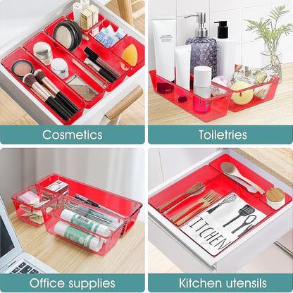 25 PCS Clear Plastic Drawer Organizer, Makeup Organizers and Storage Bins