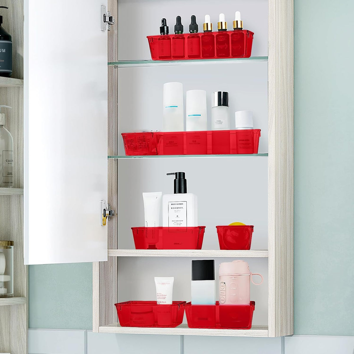 25 PCS Clear Plastic Drawer Organizer, Makeup Organizers and Storage Bins