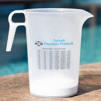 One Gallon 128oz Measure Pitcher - Convenient Conversion Chart - Strong Food Grade - Great for Lawn, Chemicals Pool, Ag, Lye, Home Hobbies, Motor Oil, Fluids - Precision Products, Made in USA