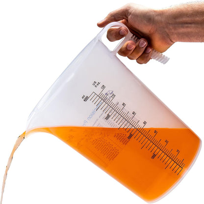 One Gallon 128oz Measure Pitcher - Convenient Conversion Chart - Strong Food Grade - Great for Lawn, Chemicals Pool, Ag, Lye, Home Hobbies, Motor Oil, Fluids - Precision Products, Made in USA