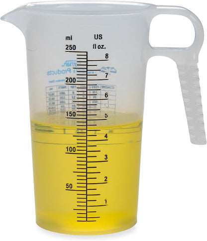 One Gallon 128oz Measure Pitcher - Convenient Conversion Chart - Strong Food Grade - Great for Lawn, Chemicals Pool, Ag, Lye, Home Hobbies, Motor Oil, Fluids - Precision Products, Made in USA
