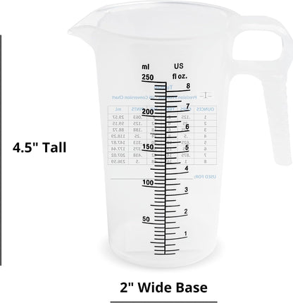 One Gallon 128oz Measure Pitcher - Convenient Conversion Chart - Strong Food Grade - Great for Lawn, Chemicals Pool, Ag, Lye, Home Hobbies, Motor Oil, Fluids - Precision Products, Made in USA
