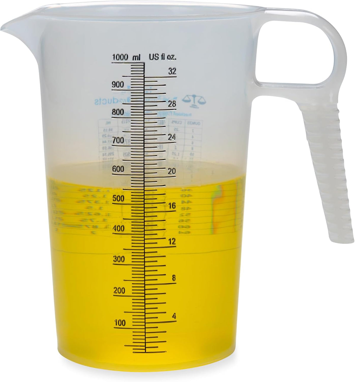 One Gallon 128oz Measure Pitcher - Convenient Conversion Chart - Strong Food Grade - Great for Lawn, Chemicals Pool, Ag, Lye, Home Hobbies, Motor Oil, Fluids - Precision Products, Made in USA