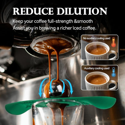 Espresso Cooling Ball Set for Morning Brew & Home Bar - Rapidly Chills Espresso Without Dilution, with Magnetic Measuring Spoons & Silicone Ice Tray, for Coffee, Cocktails & Whiskey (Green)