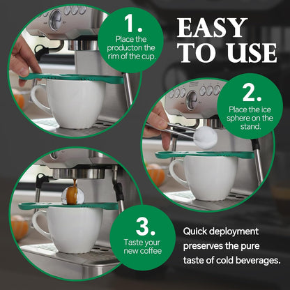 Espresso Cooling Ball Set for Morning Brew & Home Bar - Rapidly Chills Espresso Without Dilution, with Magnetic Measuring Spoons & Silicone Ice Tray, for Coffee, Cocktails & Whiskey (Green)