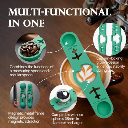 Espresso Cooling Ball Set for Morning Brew & Home Bar - Rapidly Chills Espresso Without Dilution, with Magnetic Measuring Spoons & Silicone Ice Tray, for Coffee, Cocktails & Whiskey (Green)