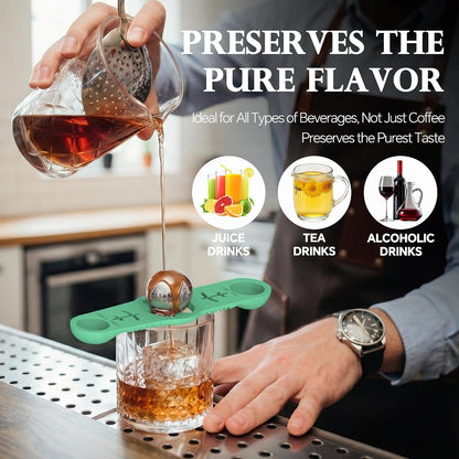 Espresso Cooling Ball Set for Morning Brew & Home Bar - Rapidly Chills Espresso Without Dilution, with Magnetic Measuring Spoons & Silicone Ice Tray, for Coffee, Cocktails & Whiskey (Green)