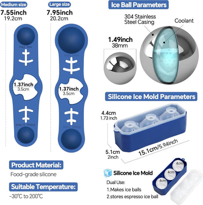Espresso Cooling Ball Set for Morning Brew & Home Bar - Rapidly Chills Espresso Without Dilution, with Magnetic Measuring Spoons & Silicone Ice Tray, for Coffee, Cocktails & Whiskey (Green)