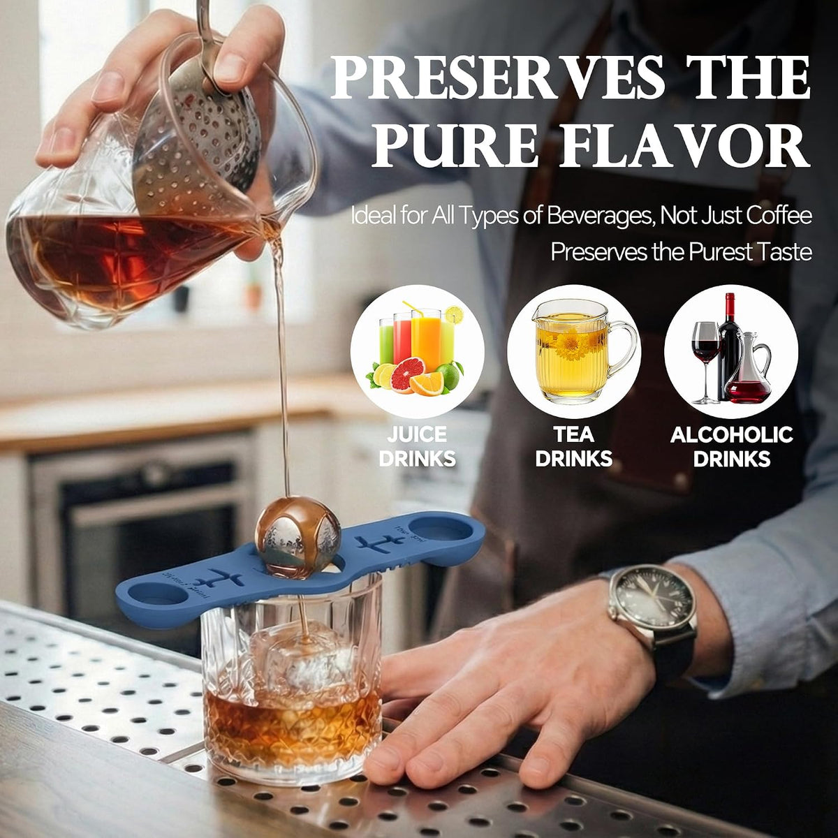 Espresso Cooling Ball Set for Morning Brew & Home Bar - Rapidly Chills Espresso Without Dilution, with Magnetic Measuring Spoons & Silicone Ice Tray, for Coffee, Cocktails & Whiskey (Green)