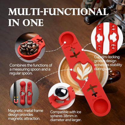 Espresso Cooling Ball Set for Morning Brew & Home Bar - Rapidly Chills Espresso Without Dilution, with Magnetic Measuring Spoons & Silicone Ice Tray, for Coffee, Cocktails & Whiskey (Green)