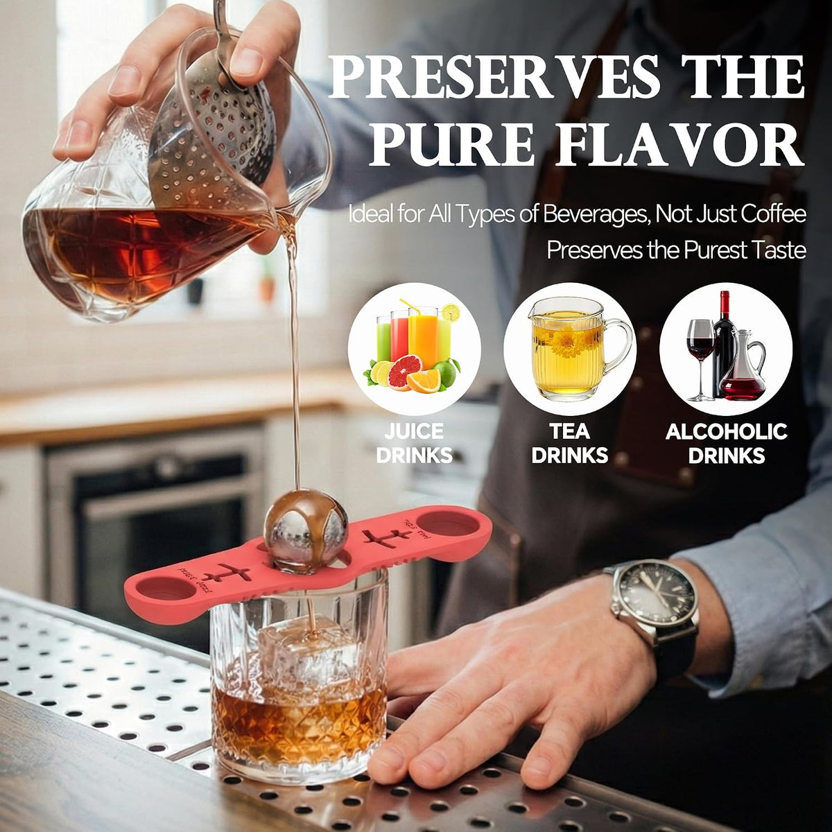 Espresso Cooling Ball Set for Morning Brew & Home Bar - Rapidly Chills Espresso Without Dilution, with Magnetic Measuring Spoons & Silicone Ice Tray, for Coffee, Cocktails & Whiskey (Green)