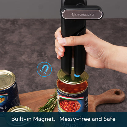 Replaceable Can Opener with 2 Extra Blades, Super Sharp Manual Can Opener with Magnet, Smooth Edge Cut Handheld Tin Opener, Large Turning Knob for Seniors & Arthritis, Black
