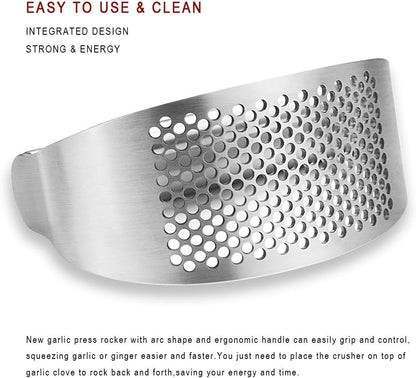 Stainless Steel Garlic Press Rocker, with Bottle Opener