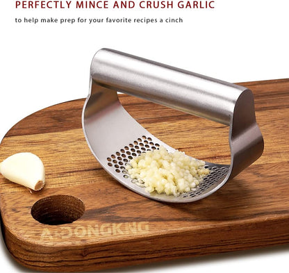 Stainless Steel Garlic Press Rocker, with Bottle Opener