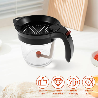 Fat Separator with Bottom Release, 33 Oz Gravy Separator for Cooking with Oil Strainer, Kitchen Gadgets Grease Separator with Stainless Steel Barbecue Syringe
