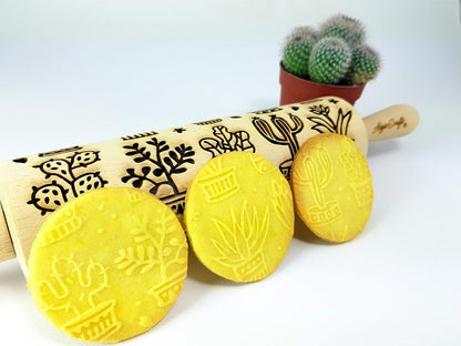 FLORAL WREATH Embossing Rolling Pin with Flowers Pattern. Dough and Clay Roller for Embossed Cookies and Pottery. Cookie and Ceramic Stamp. Backing Gifts for Women