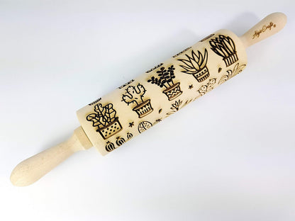 FLORAL WREATH Embossing Rolling Pin with Flowers Pattern. Dough and Clay Roller for Embossed Cookies and Pottery. Cookie and Ceramic Stamp. Backing Gifts for Women