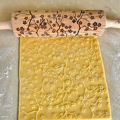 FLORAL WREATH Embossing Rolling Pin with Flowers Pattern. Dough and Clay Roller for Embossed Cookies and Pottery. Cookie and Ceramic Stamp. Backing Gifts for Women