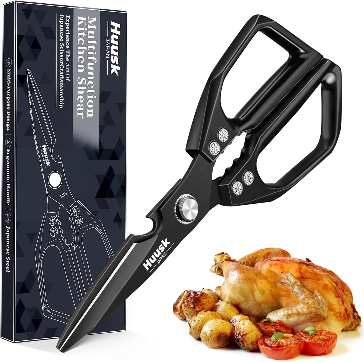 Huusk Kitchen Scissors for Food - Multifunction Kitchen Shears All Purpose