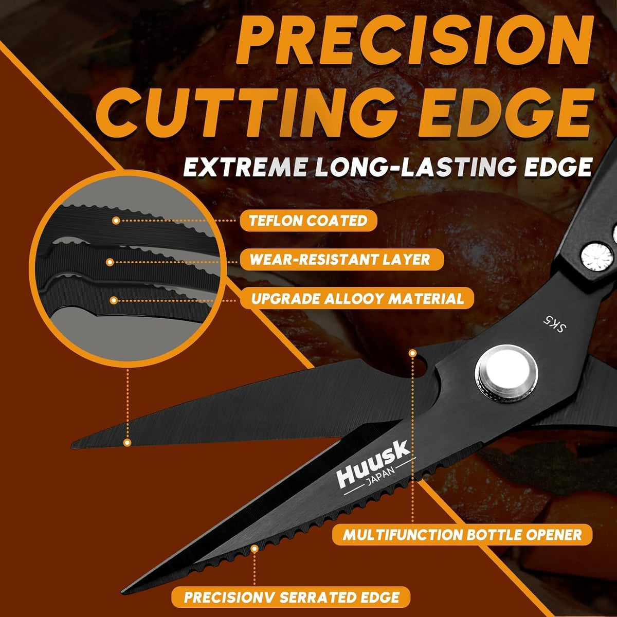 Huusk Kitchen Scissors for Food - Multifunction Kitchen Shears All Purpose