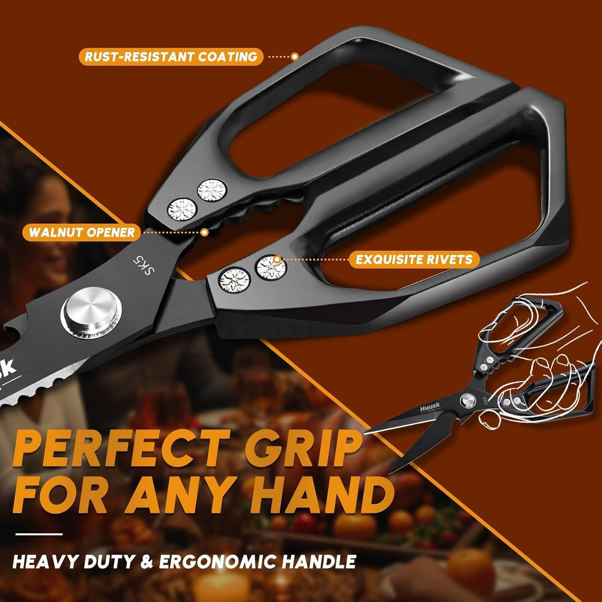 Huusk Kitchen Scissors for Food - Multifunction Kitchen Shears All Purpose