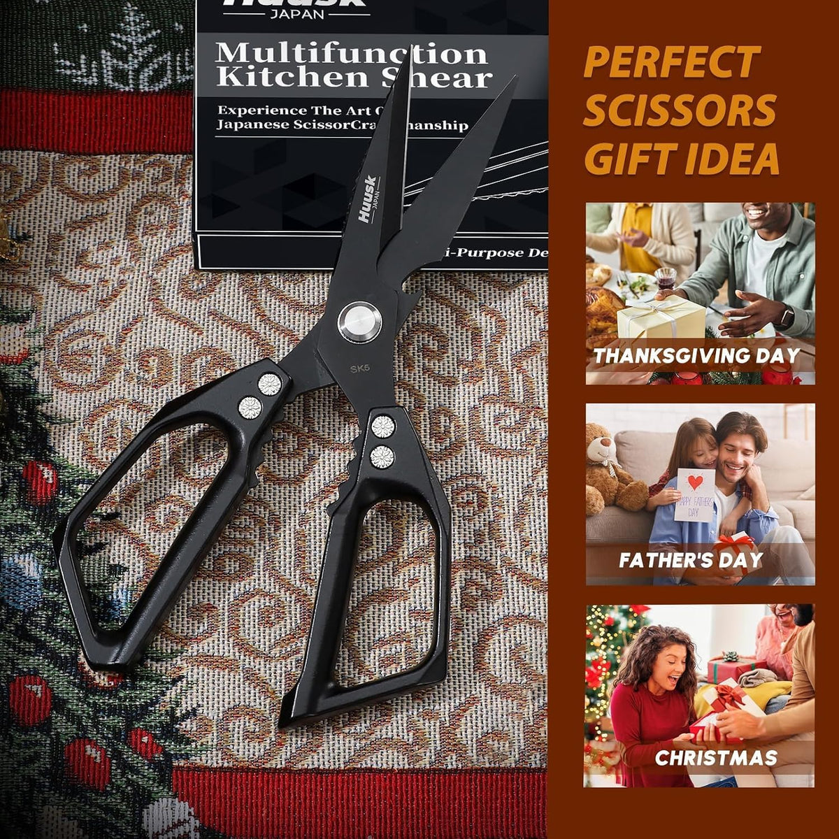 Huusk Kitchen Scissors for Food - Multifunction Kitchen Shears All Purpose
