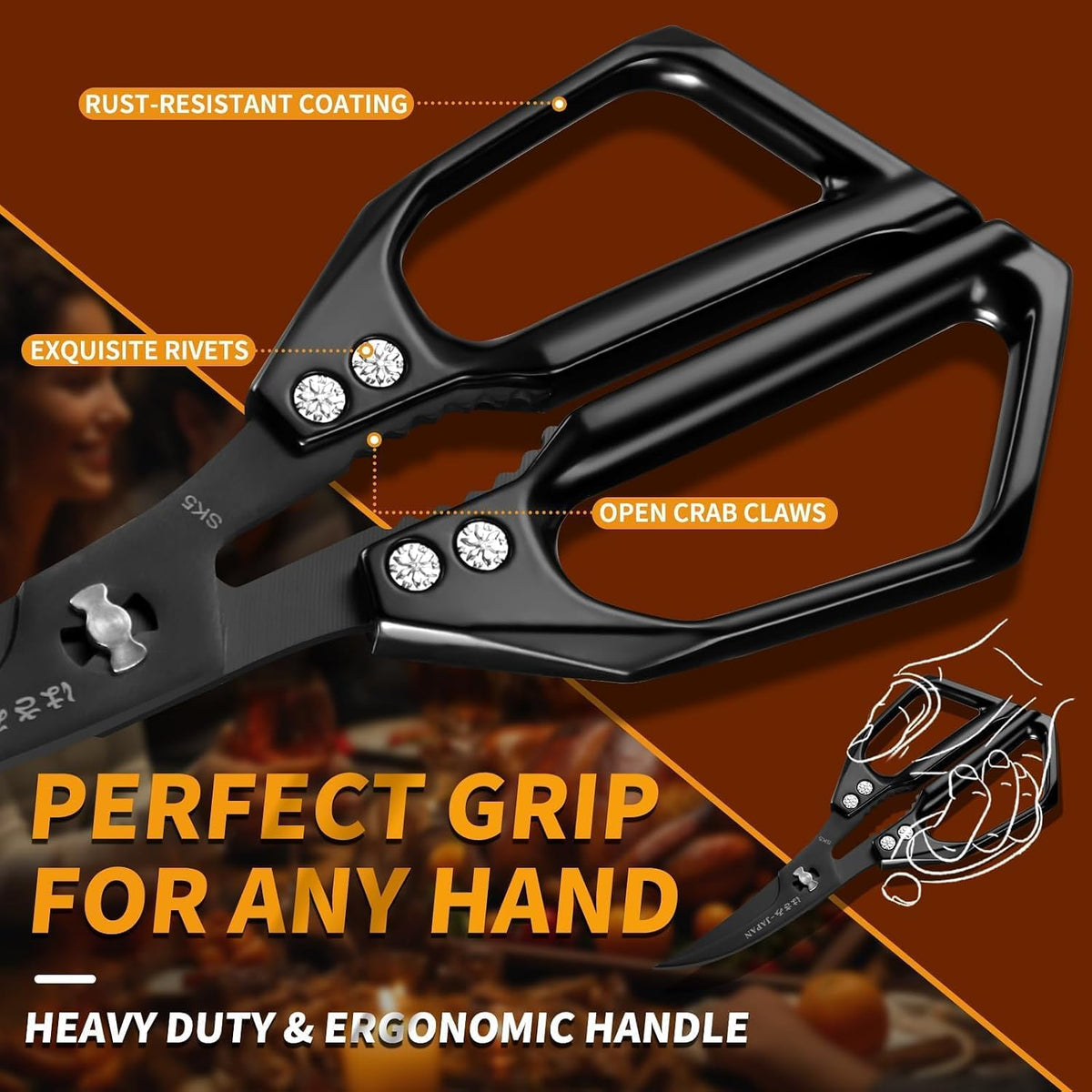 Huusk Kitchen Scissors for Food - Multifunction Kitchen Shears All Purpose