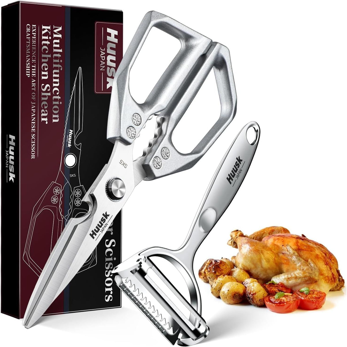 Huusk Kitchen Scissors for Food - Multifunction Kitchen Shears All Purpose