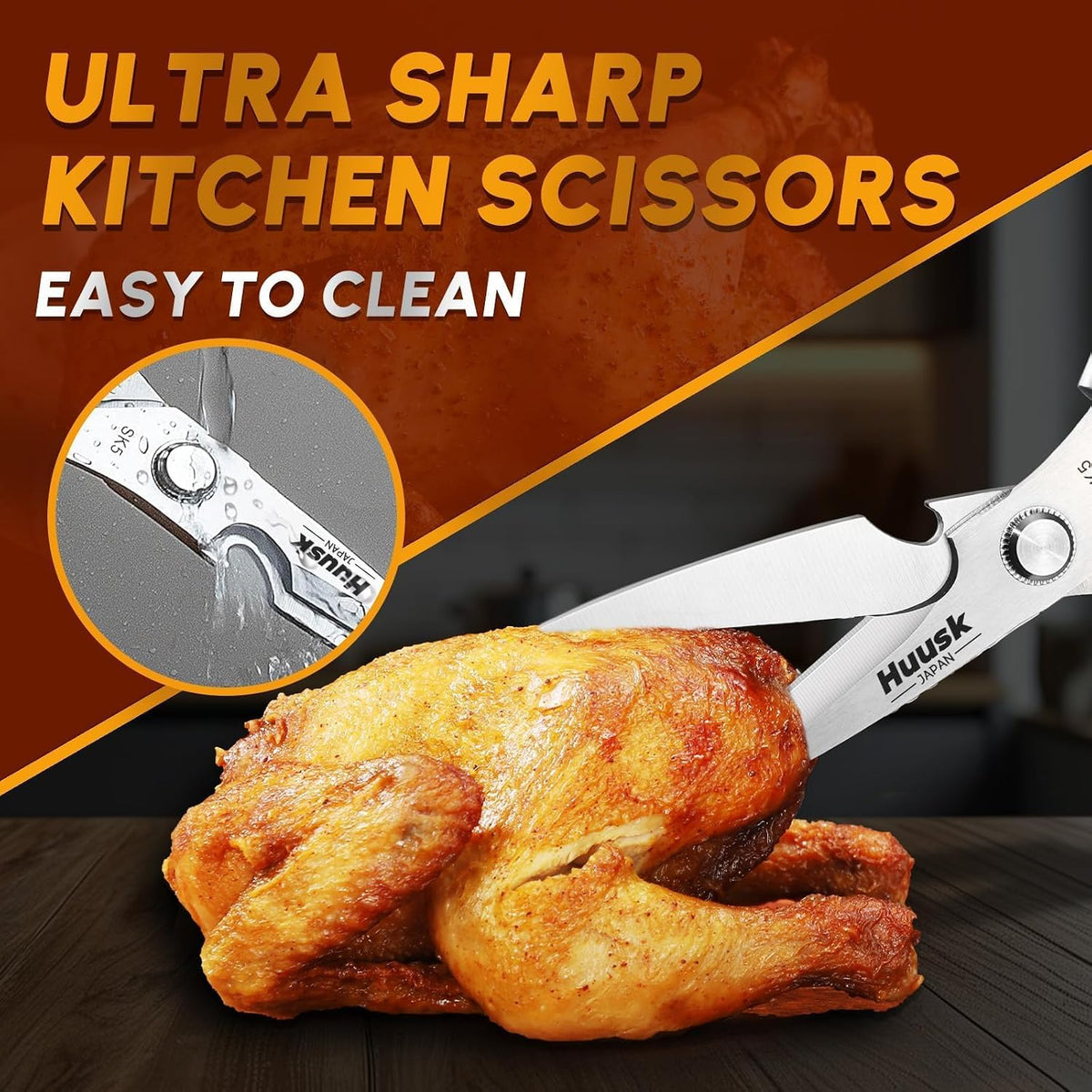 Huusk Kitchen Scissors for Food - Multifunction Kitchen Shears All Purpose