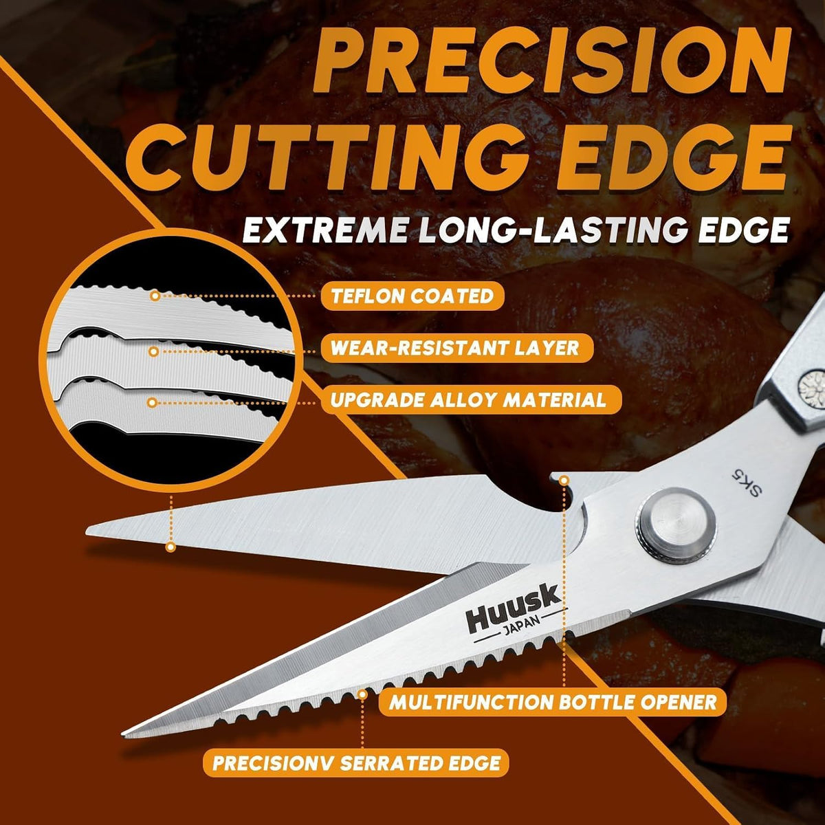Huusk Kitchen Scissors for Food - Multifunction Kitchen Shears All Purpose